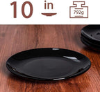 DELLING 10 inch Black Dinner Plates Set, Porcelain Dessert/Salad Plate, Serving Dishes, Dinnerware Sets, Scratch Resistant, Lead-Free, Microwave, Oven, and Dishwasher Safe - Set of 4