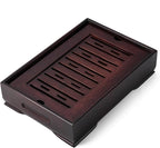 Mini Bamboo Chinese Tea Tray - 11 x 7 inch Japanese Tea Serving Tray, Small Gongfu Tea Table Set with Reservoir Type Water Storage Box (M)