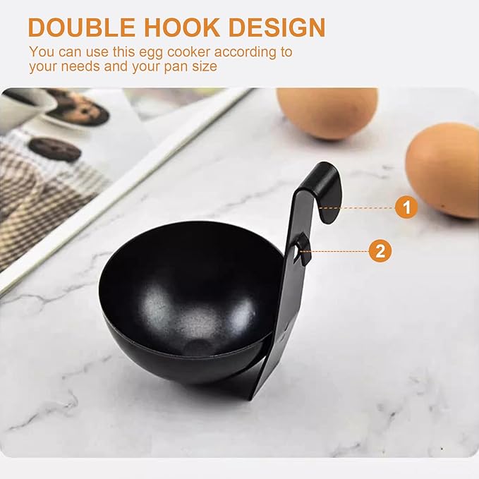 2 Pcs Egg Poacher Stainless Steel poached egg cooker,Hangable poached egg cups for Easy Cooking,poached egg pan for Making Soft Boiled Eggs