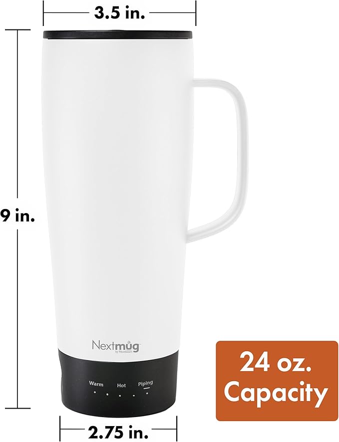 Nextmug Ultra - Temperature-Controlled, Self-Heating Travel Mug (White - 24 oz.)
