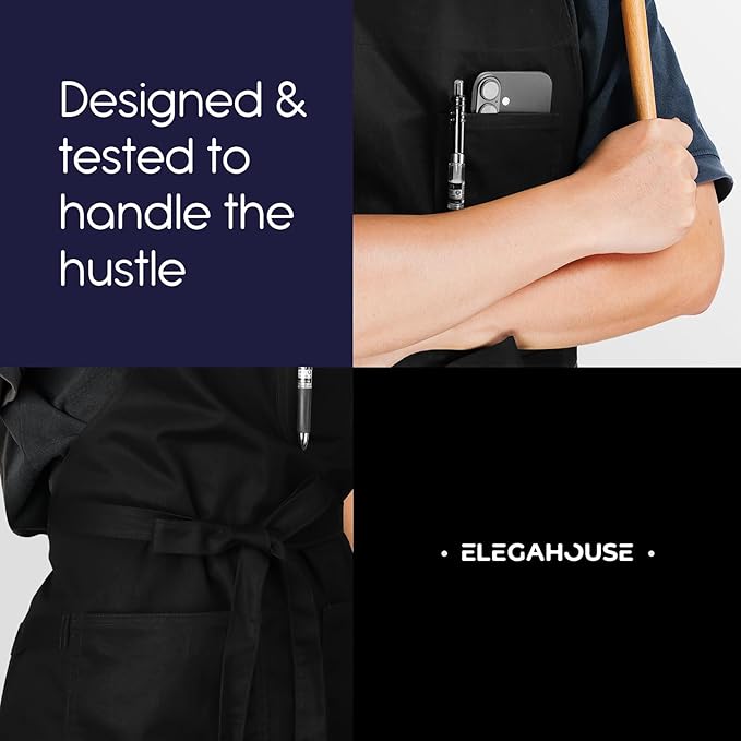 Unisex Apron with Pockets for Cooking, Salon & Art - 100% Cotton Adult Kitchen, Chef, Stylist Apron