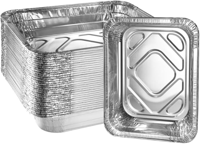 Green Direct Disposable Aluminum Foil Baking Pans with Lids 9x13 Inch | Heavy Duty Half Size Roasting Pan for Oven, Freezer, or Catering Use - for Cooking, Baking & Food Storage (10-pack)