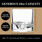 LIITON Lake Tahoe Heavy Crystal Whiskey Glasses Gift Set of 2, Thick Freezable Bourbon Glass 1lb Each, Premium Whiskey Gifts for Men, Frozen Crystal Chills Cocktails, 10 oz