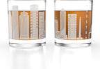 Greenline Goods – Houston, TX Skyline Whiskey Glasses (Set of 2), 10 oz – Rocks/Old Fashioned Tumblers