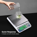 Polit KT-66 Digital Kitchen Scale 18lb/8000g｜0.02oz/0.5g Precision Food Scale with LCD Display｜Battery or Plug-in｜Stainless Steel Top｜Grams & Ounces｜5 Units for Baking, Cooking, Farming & Shipping