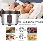 15L Commercial Rice Cooker & Warmer (84 Cup Cooked, 15.8 QT) Smart Large Rice cooker 6 Rice Cook Functions 24-Hr Delay Timer | LED Display | Auto Keep Warm | Non-Stick Inner Pot