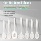 E-far Silicone Cooking Utensils Set, 7-Piece White Heat Resistant Kitchen Utensils Set, Kitchen Nonstick Tools Spatula Ladle Spoon Pasta Server for Non-stick Cookware, Non-Toxic & Dishwasher safe