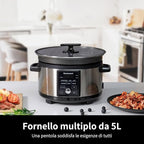 5.5QT Programmable Slow Cooker With Timer,Non Stick Aluminum Alloy Liner.SLOW COOK HIGH/SLOW COOK LOW/WHITE RICE/STEAM/SAUTE/WARM/DELAY,and Other Practical Functions