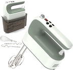 9-Speed Digital Hand Mixer Electric, 400W DC Motor, Hand Mixer electric Handheld with Snap-On Storage Case, Touch Button, Turbo Boost, 5x Stainless Steel Accessories (Light Green)