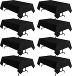 sancua 8 Pack Black Tablecloth 60 x 102 Inch, Rectangle Table Cloth for 6 Feet Tables - Stain and Wrinkle Resistant Washable Polyester Table Cover for Dining Tables, Buffet Parties and Camping