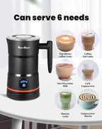 FB2 Pro Milk/Oat Milk Frother Hot Cold, Larger Capacity, Performance foam for Latte & Cappuccino, Makes 8 Drinks, 4-in-1 Milk Foamer, Intelligent Temp & Speed Control Electric Milk Steamer, Black