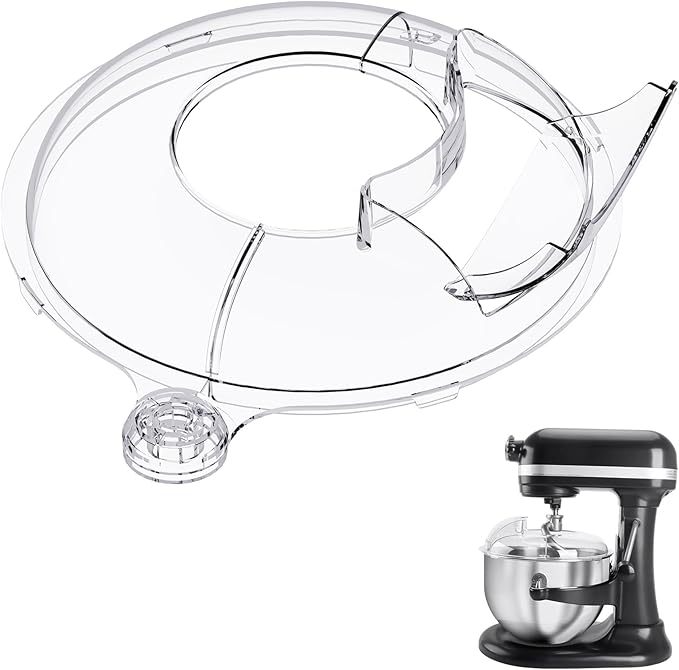 Pouring Shield for KitchenAid 6-7Qt Bowl Lift Stand Mixer (for Stainless Steel Bowls Only), Splash Guard Mixers Bowl Cover for Kitchen aid 6-7Qt Accessories and Attachments (Clear)