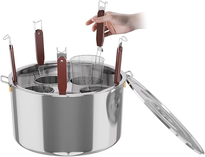 Pasta Pot With Strainer Basket,Large 5 Holes Pasta Pot with Insert for Cooking, Pot With Strainer Lid Stainless Steel for Home Kitchen