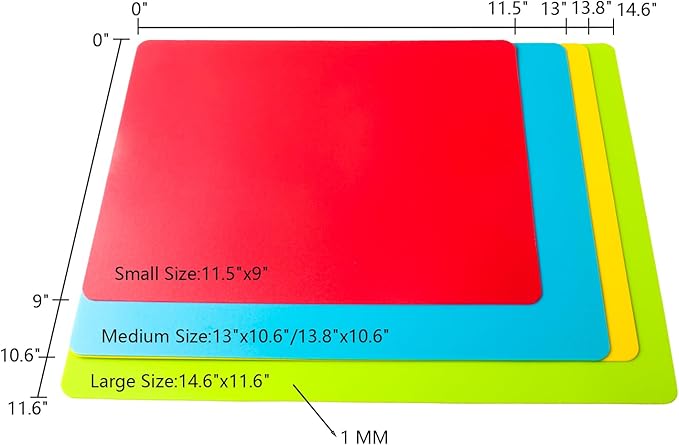 4 Pieces Flexible Cutting Board mats, Plastic Cutting Boards for Kitchen Cooking, Cutting board sheets for Meat and Vegetables, Dishwasher Safe
