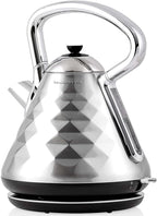 OVENTE Retro Electric Kettle, 1.7L Stainless Steel Tea Kettle, 1500W Fast Heating Hot Water Boiler with LED Indicator Light, Auto Shut-Off & Boil-Dry Protection, BPA-Free Teapot, Silver KS755BR