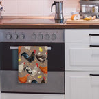 Rooster Chicken Dish Towels Set of 2, Absorbent Vintage Decorative Kitchen Towels dishcloths, Retro Kitchen Baking Bar Bathroom Decor Drying Cloth