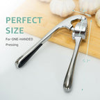 GD Premium Garlic Press Set – Rust-Proof Stainless Steel Garlic Mincer Tool – Easy-Squeeze, Easy-Clean with Soft Ergonomic Handle – Dishwasher Safe, Includes Silicone Peeler & Brush (Imperial Silver)