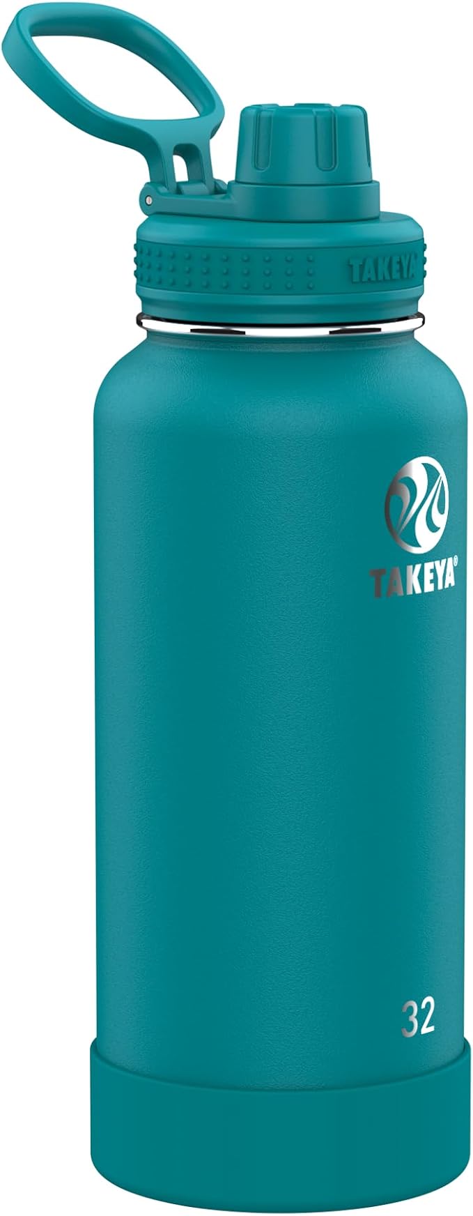 Takeya Actives Water Bottle with Spout Lid - Bottle with Double Stainless Steel Insulation - Dishwasher Safe & BPA-Free - Bottle with Spout Lid & Removable Bumper - 32 oz, Mystic Blue