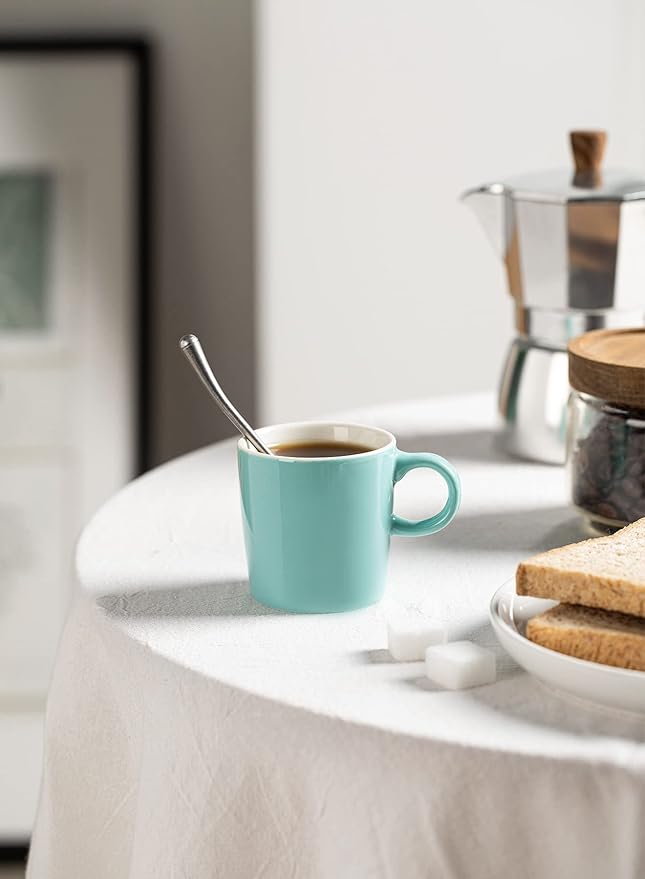 Sweese 3.5oz Porcelain Espresso Cups Set of 4, Mini Coffee Mugs Demitasse Cups - Turquoise