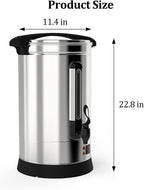 120 Cup Large Coffee Urn with Double Wall Insulation, 18L/4.8 Gallon Stainless Steel Commercial Electric Coffee Dispenser with Hot Drinks and Hot Water, for Weddings, Parties, Catering, and Buffets