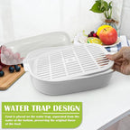 DOERDO Plastic Microwave Steamer for Vegetable, Kitchen Heating Steamer with Lid for Vegetables Seafood Cooking 10.4x8.1 Inch, White