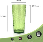 Yalin 24-Ounce Plastic Tumbler Acrylic Drinking Glasses, Reusable Plastic Cups, Stackable, BPA-Free, Shatter Proof, Dishwasher Safe, Set of 8 (Green)