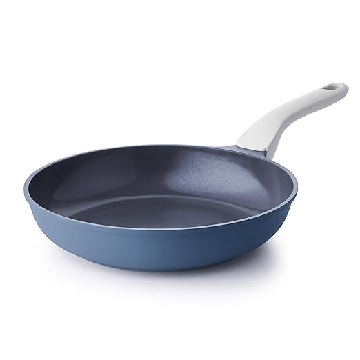 Nonstick Ceramic Frying Pan, 8/10/12 Inch Non Toxic Skillet, Egg & Omelet & Chef's Pan, Induction Compatible & Oven Safe, Dishwasher Safe,PTFE PFAS & PFOA Free (8 Inch, Blue Gray)