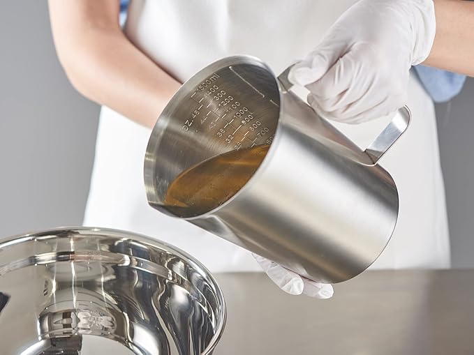 CURTA 18/8 Stainless Steel Measuring Cup with Handle and Pour Lip, Metal Pitcher with Oz and ML marking, 48OZ/1500 ML- 6 Cup), Heavy-Duty Pitcher