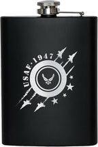 US Air Force 8 oz Flask | Stainless Steel Hip Flask for Liquor | Great USAF Gift Idea for Veterans | USAF 8oz Black Flasks