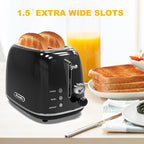 Toaster 2 slice,Retro Stainless Steel Toaster with 6 Settings, 1.5 In Extra Wide Slots, Bagel/Defrost/Cancel Function, Removable Crumb Tray (Dark)
