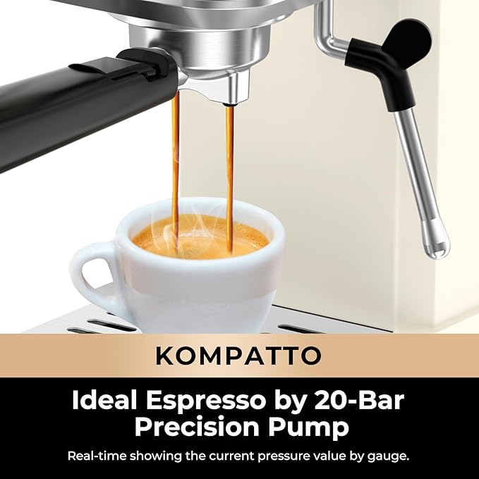 CHULUX Slim Espresso Machine with Milk Frother Steam Wand, 20 Bar Professional Italian Pump Espresso Coffee Machine for Home Cappuccino & Latte Maker, Creamy