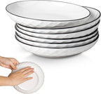 Yeacccng White Pasta Bowls Set of 6, 24oz Ceramic Salad Bowls, 8 inch Ceramic Bowls for Pasta, Salad, Oatmeal, Fruit, Chicken, Easy to Clean, Dishwasher & Microwave Safe, Scratch-Resistant, Lead-Free