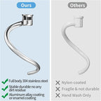 Stainless Steel Dough Hook Replacement for KitchenAid 7 QT Bowl-lift Stand Mixers, Stainless Steel Spiral Dough Hook Attachment for Kitchen aid attachment parts, Dishwasher Safe