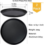 12 Inch Pizza Pan for Oven, 2 Pack Nonstick Round Heavy Duty Aluminum Pizza Baking Tray, Restaurant Style Deep Dish Pizza Pan with Rolled Edge & Warp Resistant (Thickened Crisper Pan)