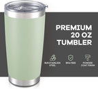 20 oz Tumbler with Lid Stainless Steel Insulated Tumblers Bulk Double Wall Vacuum Cups Powder Coated Travel Mug Keep Drinks Cold and Hot, Sagebrush Green, 12 Pack