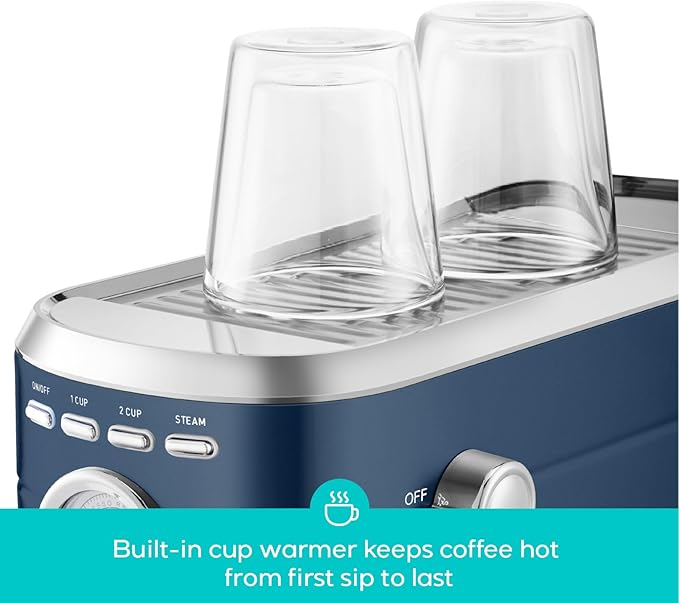 CASABREWS Espresso Machine 20 Bar, Professional Espresso Maker with Milk Frother Steam Wand, Espresso Coffee Machine with 34oz Removable Water Tank, Gift for Coffee Lovers, Coffee Gift, Sapphire Blue