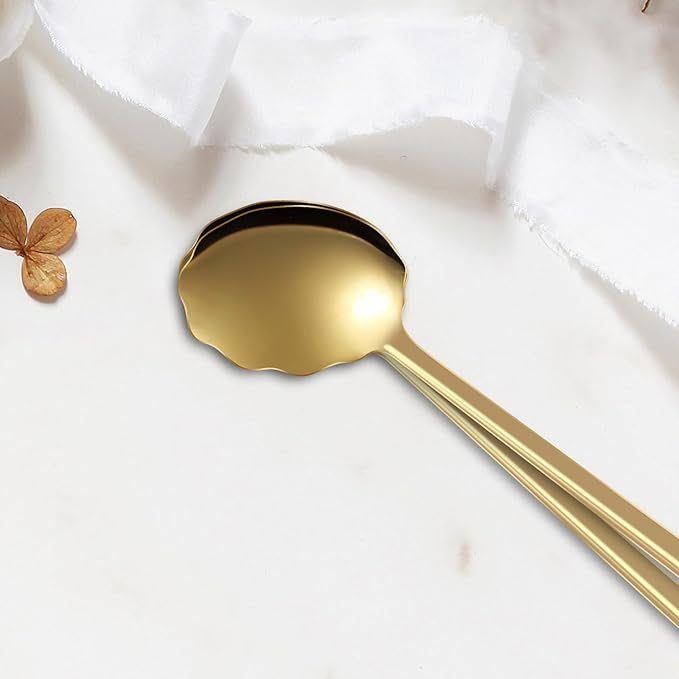 Creative spoons in multiple colors. They can be used to stir flower tea, coffee, and desserts. They're also great for decoration, collection, or as gifts. (auric color)