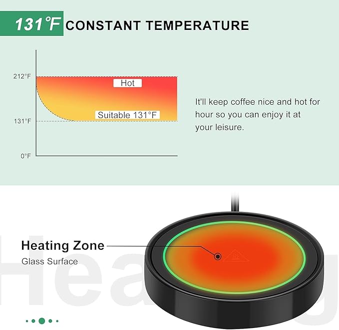 Coffee Mug Warmer with Automatic Gravity Switch,Electric Beverage Warmers for Office Home Desk Use, Smart Cup Warmer Thermostat Coaster Apply to Hot Coffee,Tea Espresso Milk Candle Wax On/Off