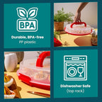 Classy Deviled Egg Carrier with Lid & Handles - Tray Platter for Holidays, Parties - Portable Container for 22 Eggs - Dishwasher-Friendly - Red