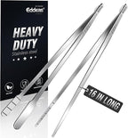 16 Inch long Kitchen Tweezers - 2 Pack large Tweezer Tongs for Cooking, Heavy Duty Stainless Steel Heat Resistant 600°F Food tweezers, Dishwasher safe