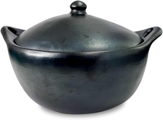 Authentic La Chamba Stewpot-Elegant, All-Natural Black Clay Dutch Oven for Braising, Baking, Roasting Chicken, Cooking Stews - Stovetop & Oven Safe – Handmade in Colombia – Very Large, 10 Qt.