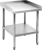 24x24x30 Inch Stainless Steel Equipment Grill Stand Table 400 Lbs Capacity NSF Certified with Adjustable Legs, 2" Edge Baffle, for Hotel, Home, Commercial Restaurant Kitchen