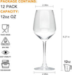 Wine Glasses Set of 12,12oz Red Wine Glasses,for Red or White Wine, High-end Banquet, Party, Bar, Wedding, Gift (12 pcs)
