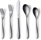 Matte Silverware Set, 18/10 Stainless Steel Satin Flatware, Modern Brushed Finish Cutlery, Dishwasher Safe & Durable, Built to Last (40-Piece, Marettimo Hammered)