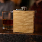 WUDN 6 oz. Wooden Hip Flask - Stainless Steel Body, Real Shimmering Maple