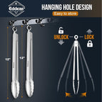 2PCS 12inch Kitchen Tongs - Heat Resistant 600 Degree Tongs for Cooking, Heavy Duty All Metal Food Tongs, Stainless Steel and Non-Slip handle, Salad, Grilling, Barbecue, Dishwasher safe