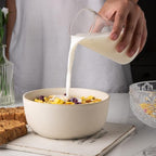 AmorArc Stoneware Cereal Bowls Set of 6, 26oz Soup Bowls Set for Cereal Soup Snacks, Modern Kitchen bowls for Meal, Dishwasher &Microwave Safe, Matte Ivory