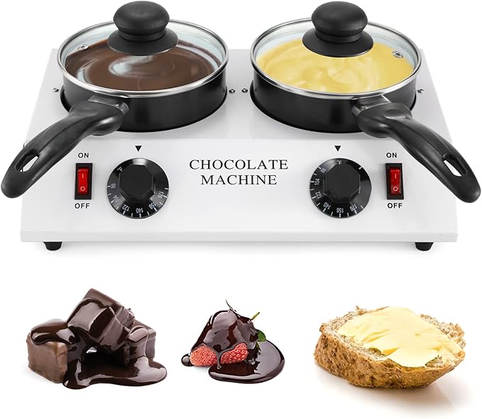 Dyna-Living Chocolate Melting Pot Dual Chocolate Tempering Machine for Melting Chocolate, 80W Chocolate Melting Machine Electric Chocolate Melter Pot for Home, Chocolate Fondue Pot for Chocolate Melt