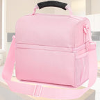 FlowFly Double Layer Cooler Insulated Lunch Bag Adult Lunch Box Large Tote Bag for Men, Women, With Adjustable Strap,Front Pocket and Dual Large Mesh Side Pockets