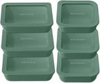 Ceramic Coated Glass Food Storage Container | No PTFE, PFOA, PFAS, and BPA | Reusable Non Toxic Meal Prep Container with Glass Lid | Easy To Store | 6 Piece Food Prep [Pine]